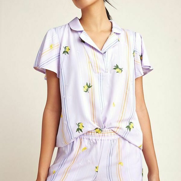 ANTHROPOLOGIE $78 Lemon Orchard Embroidered Sleep - Picture 3 of 3